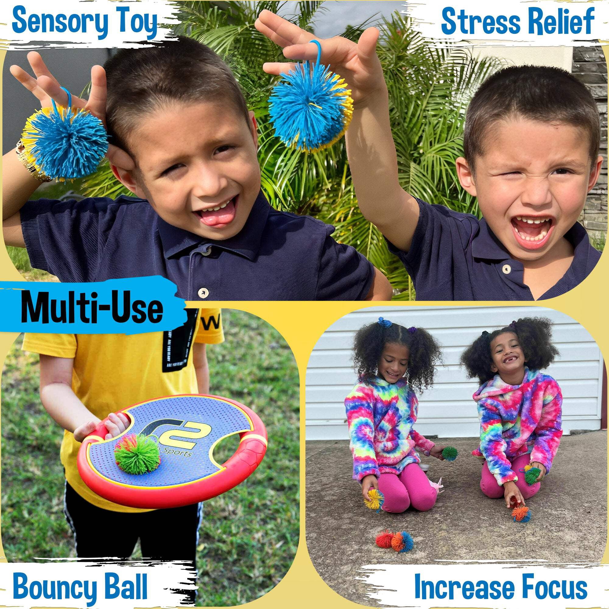 Stringy Balls Pom Monkey Fidget Toy - 20 Pack - Refresh Sports