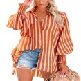 thumbnail image 1 of EIMELI Blouse à Manches Longues Col en V Rayée à Manches Retroussables pour Femmes, 1 of 6
