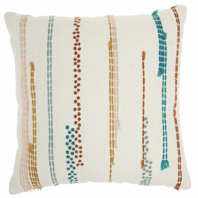 homeroots home decor 385994 Multicolor Embroidered Stripe Throw Pillow