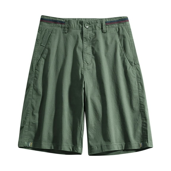 HOOMEUMY Men's Summer Khaki Shorts Straight Fit Breathable Stretch Flat Front with Belt Loops Zip Fly Multi Pockets Green XXXL