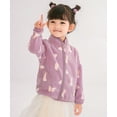 thumbnail image 2 of Toddler Girls Thin Fleece Jacket Cartoon Spring Baby Girls Boys Coats for Kids Easter Rabbit Purple 3-4T, 2 of 9