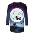 thumbnail image 5 of Yourumao Halloween Shirts for Women Witch Printed 3/4 Sleeve Tops Funny Round Neck Plus Size Top for Halloween Night Out, 5 of 5