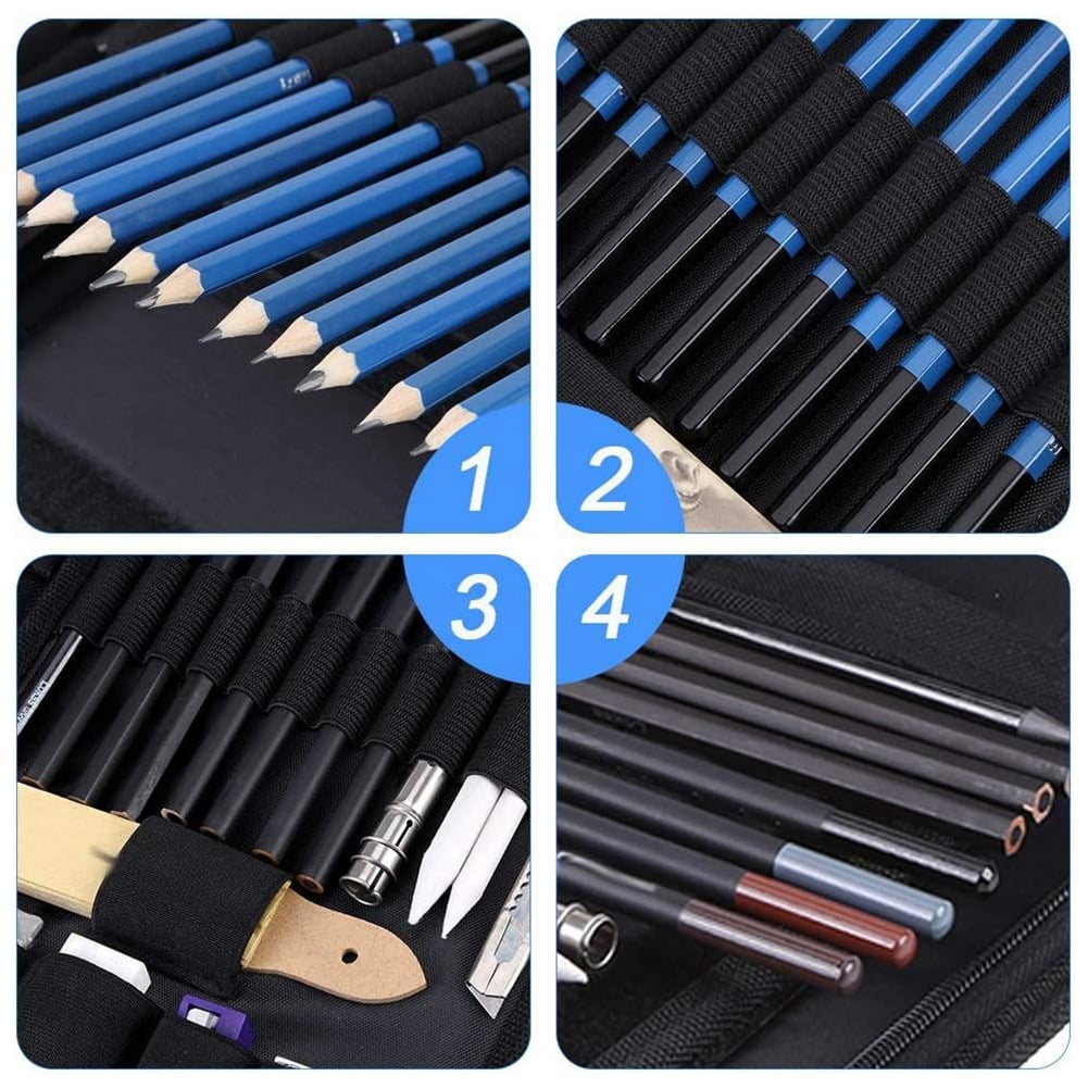 40PCS Professional Sketching Drawing Pencils Kit Set Art Supplies Students Painting Tool Sketch Brush Set