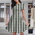 thumbnail image 2 of Aesthetic Bottle Green And White Ripple Women's Classic Swing Skater Dress Casual Work Party Cocktail Dresses, 2 of 6