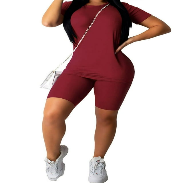 T-shirts Ajustés à Manches Courtes pour Femmes Hauts Shorts Pantalons Survêtements Sport