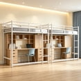 thumbnail image 3 of Leumius Low Loft Bed Twin Size,Metal Bunk Bed with Guardrail and 3-Step Ladder,Space Saving,White, 3 of 9
