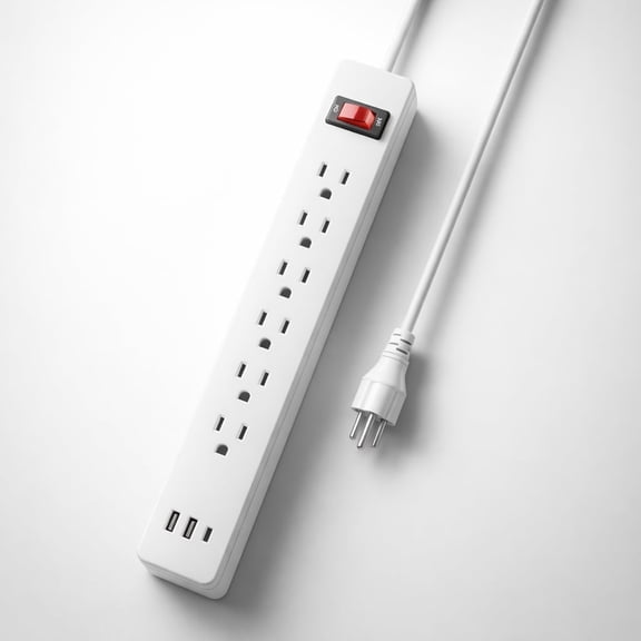 Otrugfv 9-in-1 Power Strip Surge Protector, 6 Wide AC Outlets and 3 USB Ports (1 USB-C), 6FT Heavy Duty Extension Cord, 15A/1875W, Flat Plug for Home Office, White