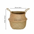 thumbnail image 2 of KUNPENG 13" Hand-Woven Seagrass Belly Basket - Large 32cm Natural Wicker Plant Pot Cover, Foldable Storage Basket with Handles for Laundry, Blankets & Boho Home Decor, 2 of 7