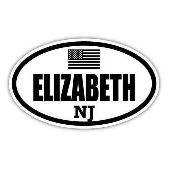 Elizabeth NJ New Jersey Union County Stealthy Subdued Old Glory US Flag Oval Euro Decal Bumper Sticker 3M Vinyl 3" x 5"