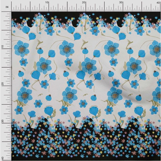 oneOone Cotton Poplin Fabric Artistic Flower Panel Print Fabric By Yard 42 Inch Wide