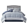 thumbnail image 2 of 7 Piece Jacquard Comforter Set Navy King, 2 of 14
