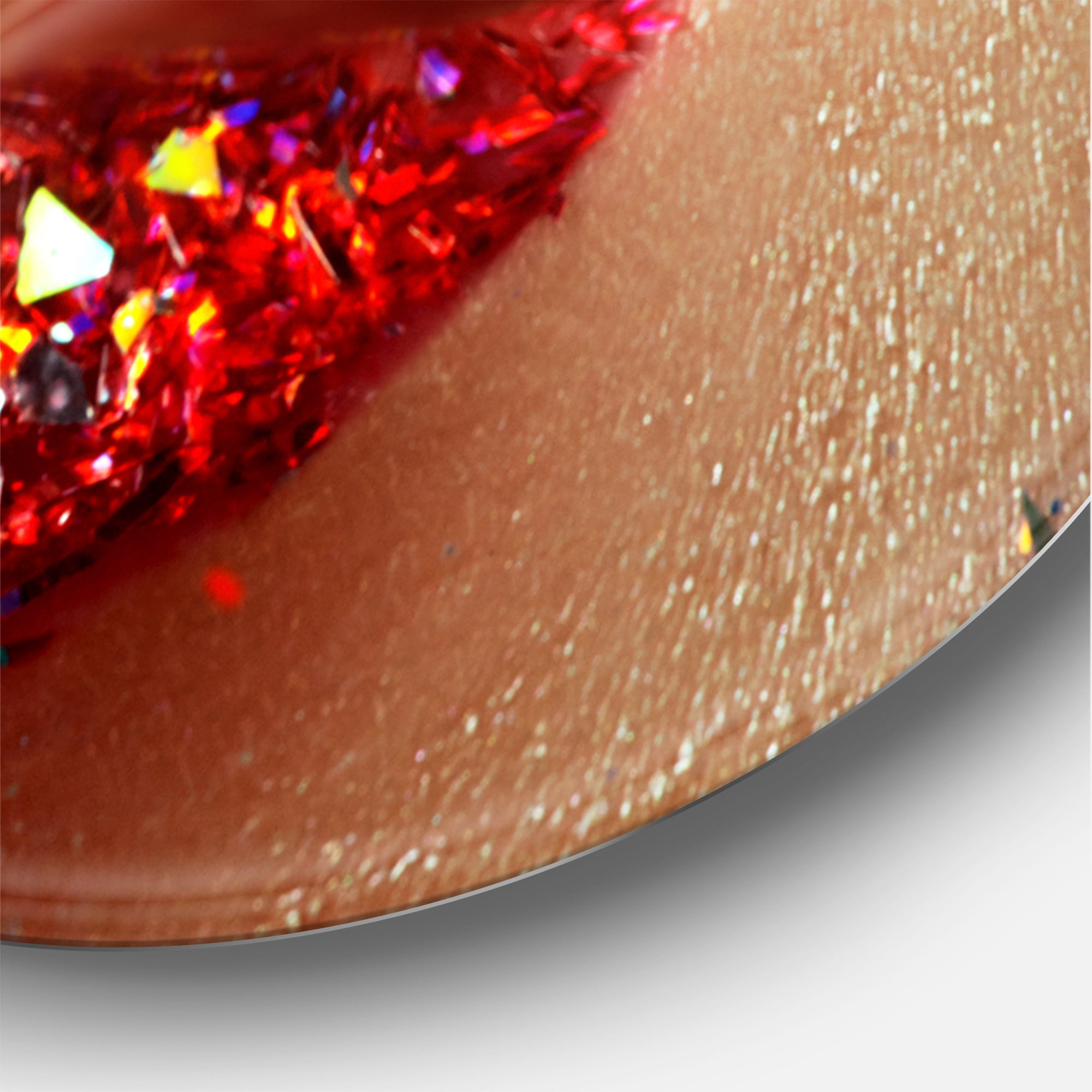 Designart 'Artistic Girl Lips Make-Up' Modern Circle Metal Wall Art 29x29 - Disc of 29
