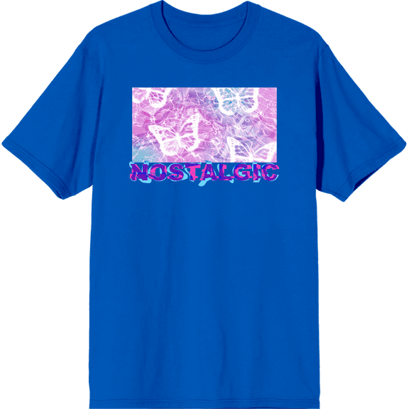Chrome Baddie Y2K Trend Butterflies and Cassette Tape Adult Royal Blue Crew Neck Short Sleeve Tee-3XL