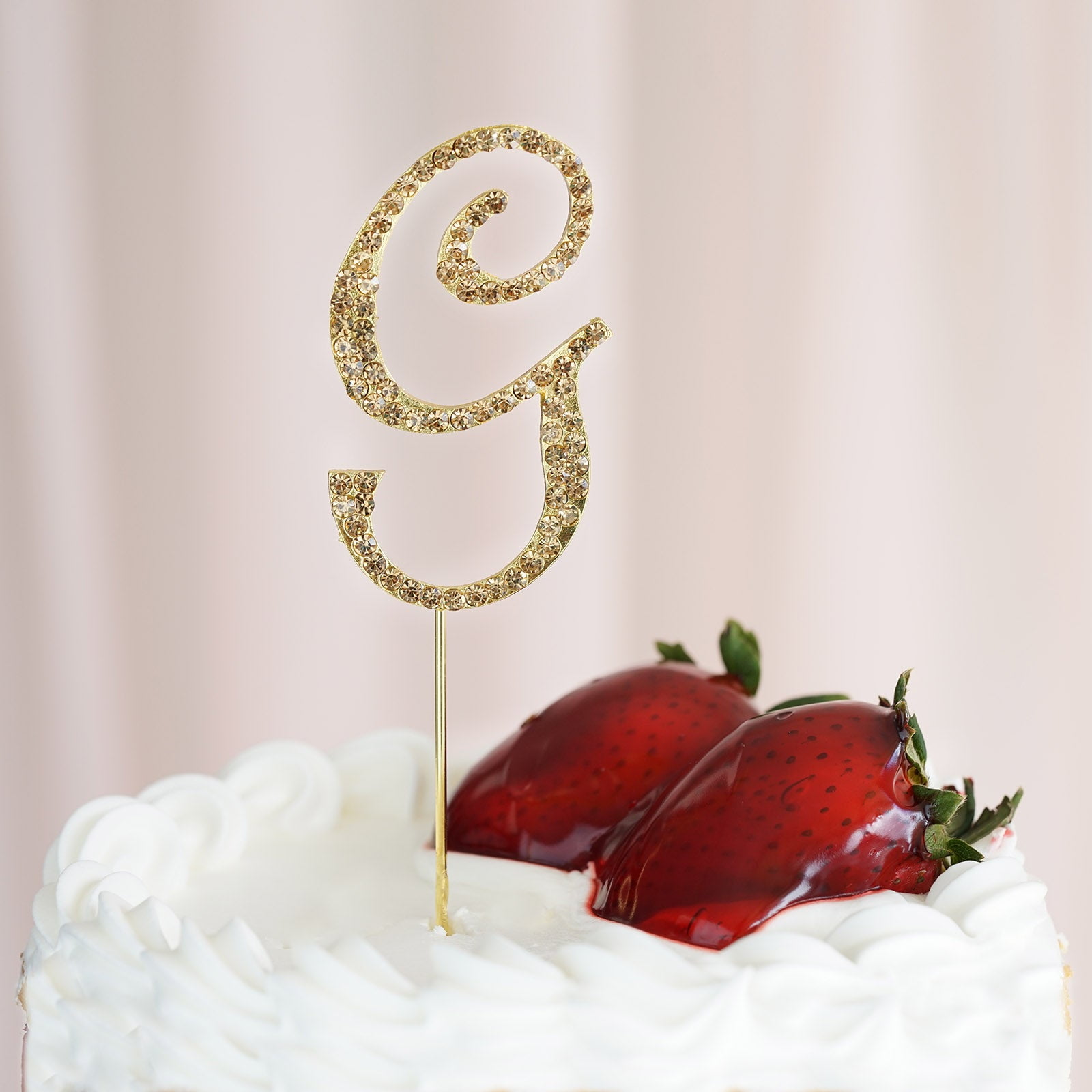 GOLD Plated Rhinestone  Monogram Letter “E”  Wedding Cake Topper  5" inch high 