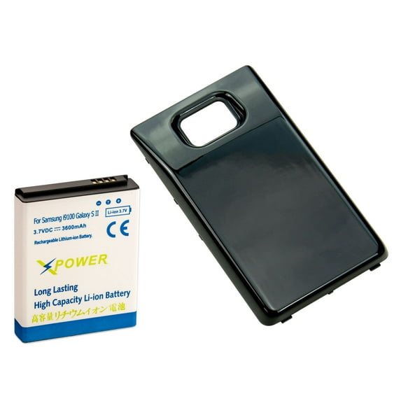 X Power 3600mAh High Capacity Battery + Black Door For Samsung Galaxy S2 i9100