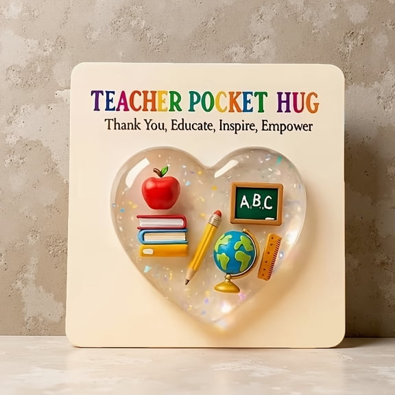 Teacher Appreciation Gifts, Heart Keepsake Ornament from Student, 2D Acrylic Car Hanging Charm, End of Year, Christmas, Back to School, Valentines Day Gifts for Teacher Khaki