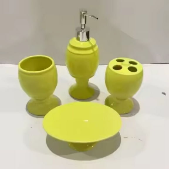 Heavenly Designs Watson Bathroom Accessories   4-Piece Yellow Ceramic Bathroom Accessory Set