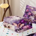 thumbnail image 5 of Manfei Cute Kitten Zipper Twin Comforter Sets with Fitted Sheet and 2 Pillowcases, Romantic Rose Butterfly Zipper Bedding Set, Purple, Polkadot Reversible, 4 Pieces, 5 of 7
