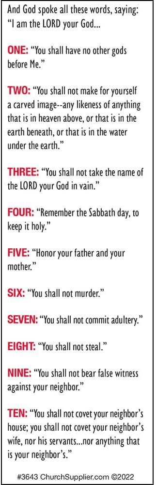 God's Laws - 10 Commandments Bookmarks Pack of 100