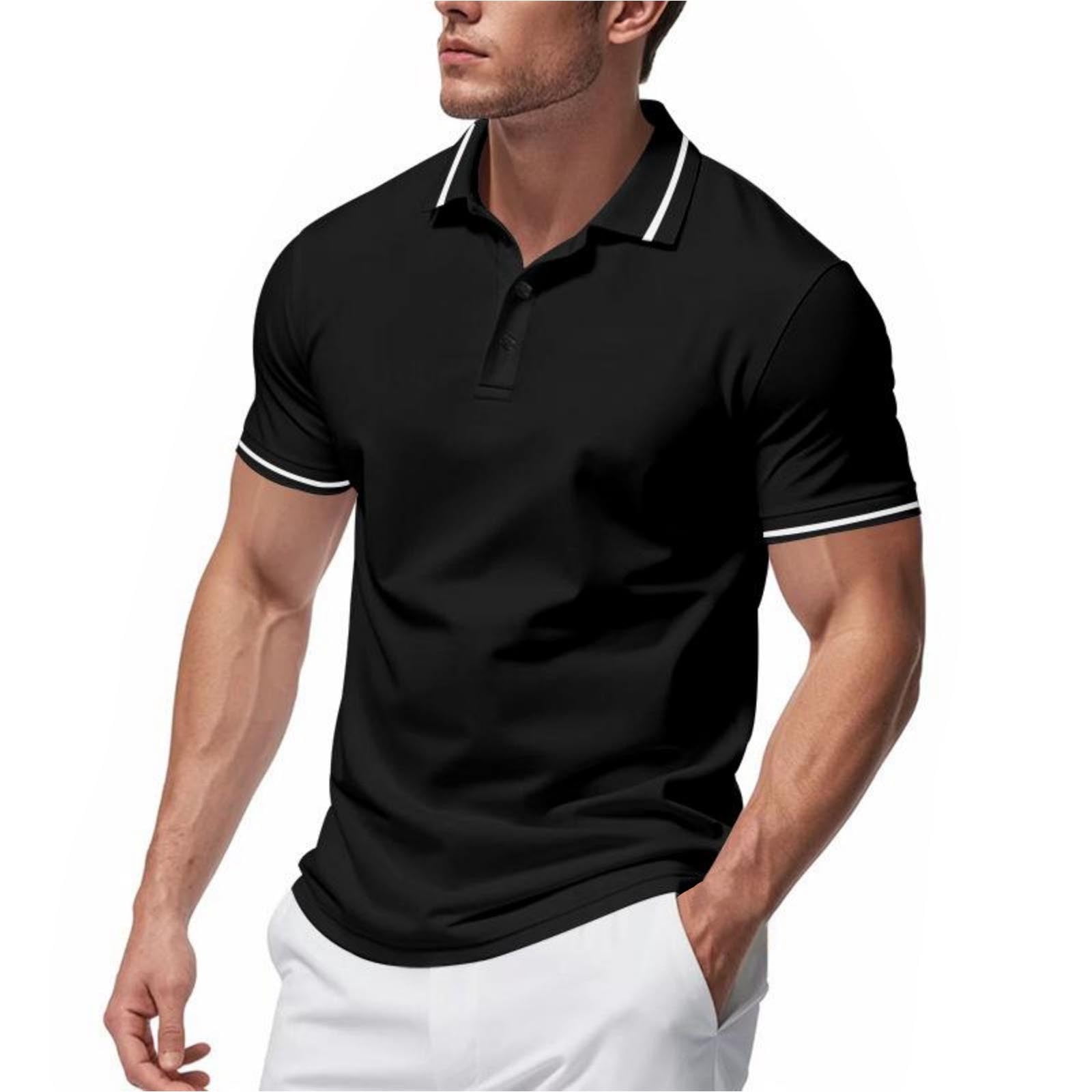 Pisexur T Shirts for Man,Men Casual Solid Short Sleeve Pullover Button  Turndown Collar T-Shirt Blouse Black,2XL Golf Shirts Men \u0026 Mens Shirts -  Walmart.ca