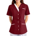 thumbnail image 4 of Wutalume Women's Quick Dry Fabric Solid Color V-Neck Short Sleeve Scrub Top, Healthcare and Medical Work Uniform,Wine 2XL, 4 of 4