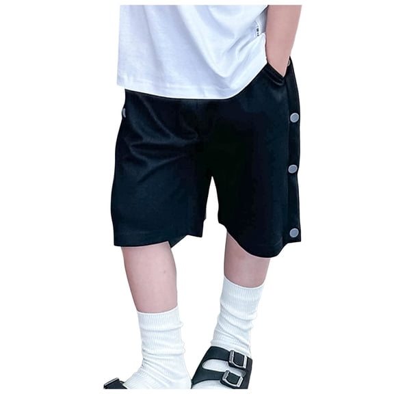 BOBOGOJP Kids Shorts, Boys Athletic Shorts with Pockets and Drawstring for Age 4-16 Years Black for Size 8-9 Years