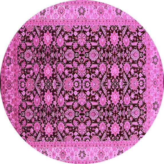 Ahgly Company Indoor Round Oriental Pink Industrial Area Rugs, 3' Round
