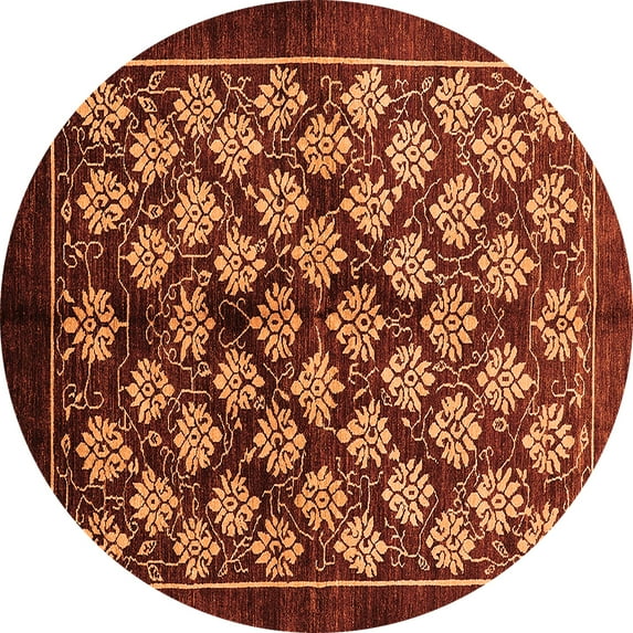 Ahgly Company Indoor Round Oriental Orange Industrial Area Rugs, 4' Round