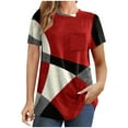 thumbnail image 2 of Soki Womens Tops Short Sleeve Crewneck Summer Loose Geometric Printed Blouse Shirt Tees, 2 of 6