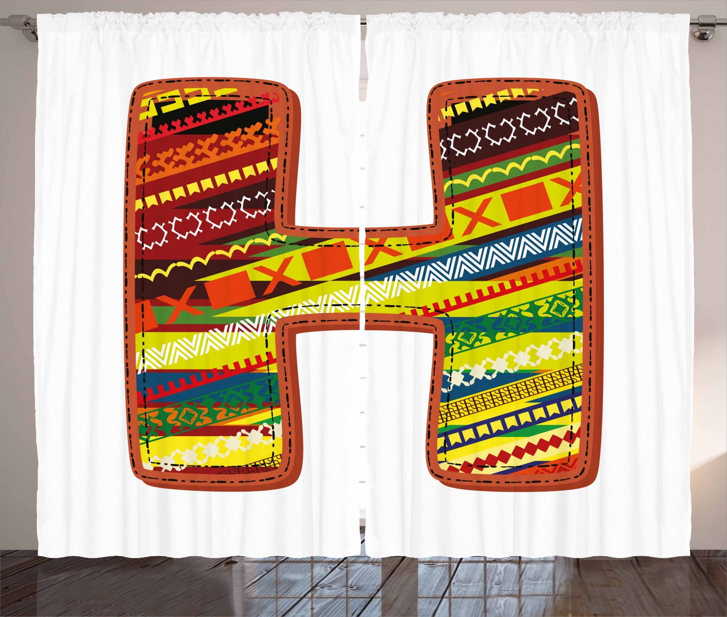 Letter N Curtains 2 Panels Set Alphabet Your Name Kids Baby