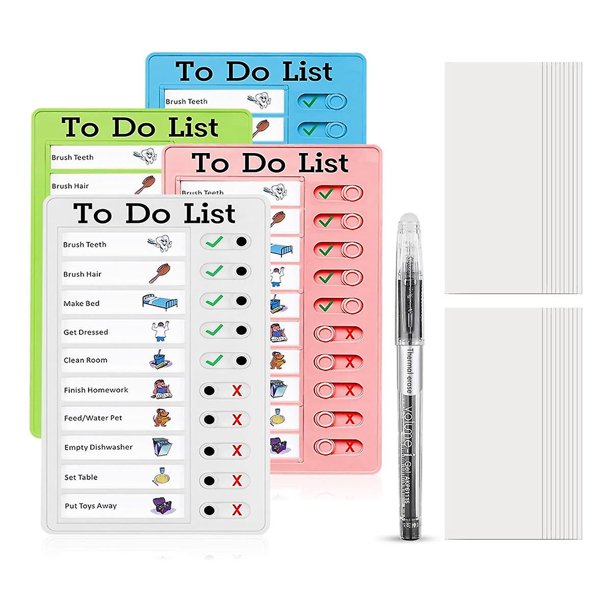 Juego de cuadros de tareas para niños: tablero de lista diaria, planificador diario familiar, tablero de mensajes con control deslizante para la clase, como se muestra, como se muestra