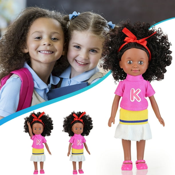Muñecas negras de 10 pulgadas para niñas de 3, 4, 5 y 6 años con pelo rizado, juguete para perro, muñecas pequeñas para bebés, niñas y niños pequeños, regalo de cumpleaños para fiestas. Muñeca Heiwa.