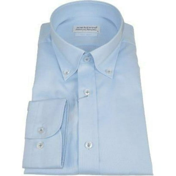 Mens 100% Italian Cotton Shirt Non Iron SORRENTO Button Down Oxford 4530 Blue