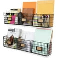 thumbnail image 3 of Amalfi Hanging File Folders Office Desk Organizer Wall Mount Wire Basket Storage Magazine Holder 3 Sectional Set of 2 Black, 3 of 8