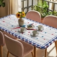 thumbnail image 3 of Independence Day Table Cloths for 4 Foot Rectangle Tables, American Flag Star Wooden Buffalo Check Patio Waterproof Elastic Fitted Tablecloths, Washable Rectangular Table Cover for Camping, 3 of 8