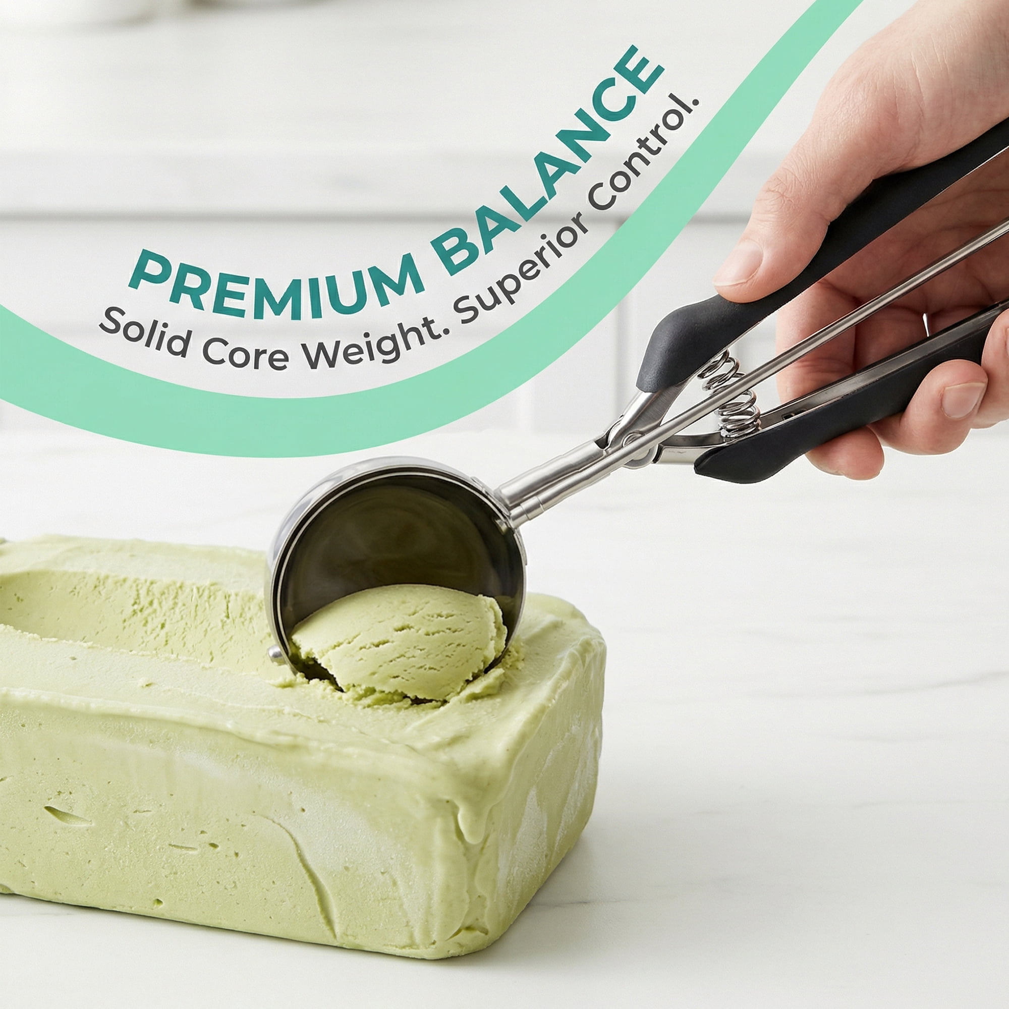 Unique Bargains Stainless Steel Ice Cream Scoop with Reinforced Handle Black 9.1in