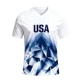 thumbnail image 3 of USA 2026 Soccer Cup V-Neck Jersey for Men, Short Sleeve Football Kit Shirt with Red White Blue Gradient & "USA" Print, Breathable Athletic Uniform Top, Lightweight Fan Gear, 1 PC White XXXXXL, 3 of 8