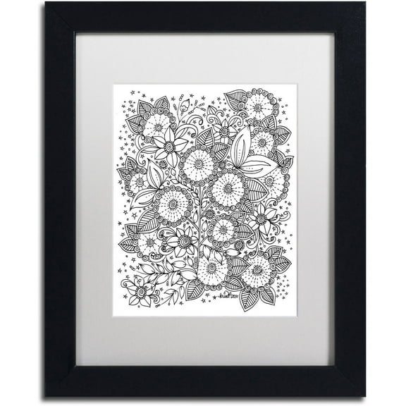Trademark Fine Art "Zendoodles 14" Canvas Art by KCDoodleArt White Matte, Black Frame