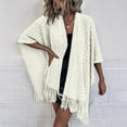 thumbnail image 2 of 2PCS Ladies Crochet Open Knit Fringe Cape Shawl Sweater Cardigan, 2 of 7