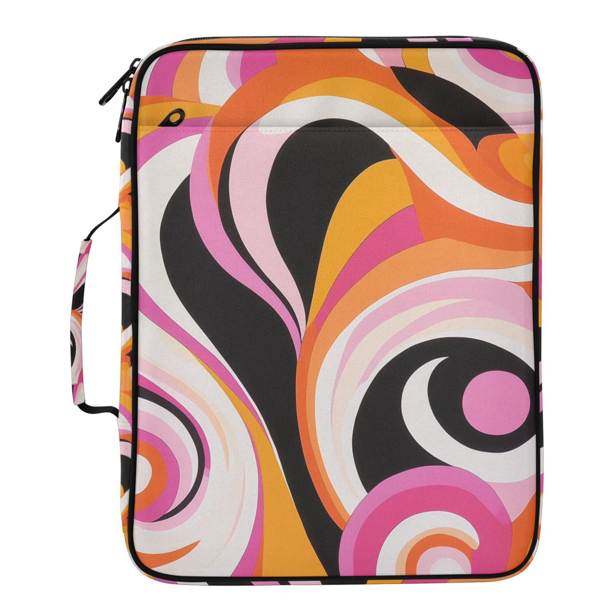 FORMRS Accordion File Folder A4 Size 7-Pocket Expanding Document Organizer Bag with 3 Ring Binder, Swirling Circles