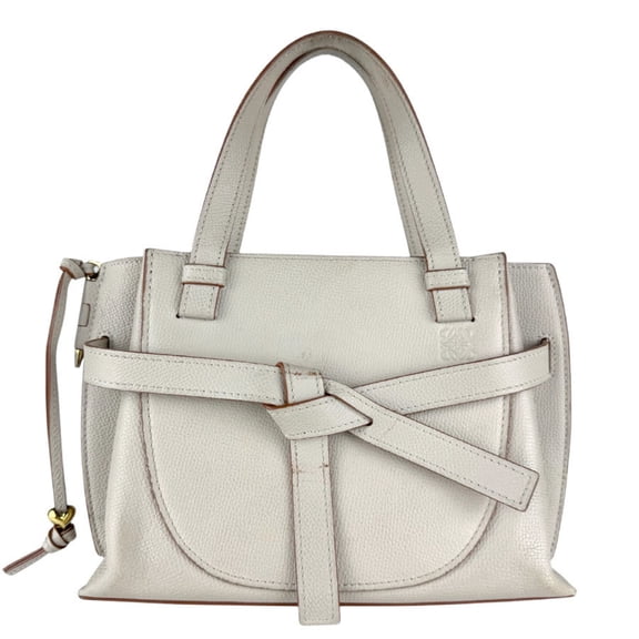 Pre-Owned Loewe LOEWE Handbag Shoulder Bag Gate Top Handle Leather Light Greige Gold Women's...