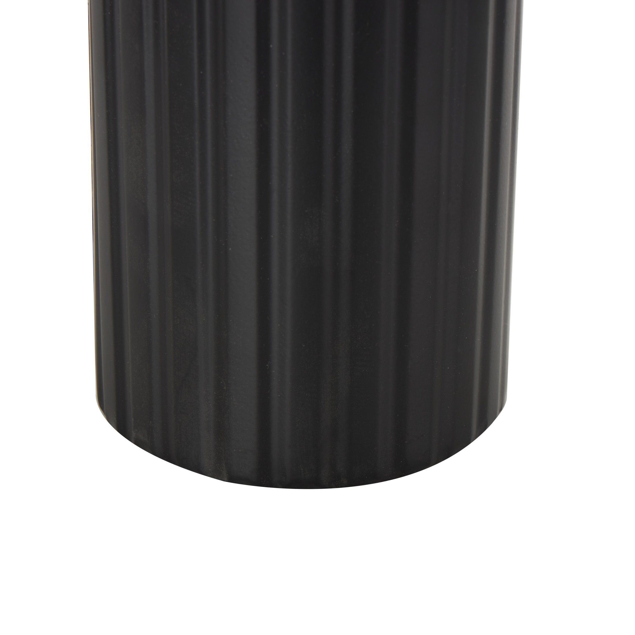 DecMode 11", 10"H Color Block Black Metal Vase with Rounded Linear Grooves and Brown Wood Tops, Set of 2