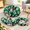 Green Flower-Round, variant on Bubble Round Cat Tunnel for Indoor Cats, Cream White, 12.20 x 11.61 x 2.76 Inches