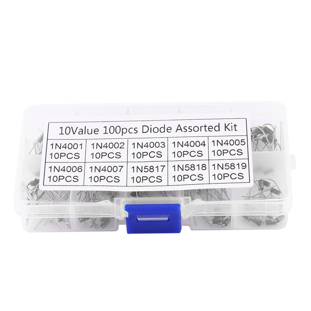 Rectifier Diode 200pcs 10 Values Rectifier Diode Assortment Electronic Kit 1N4001~1N4007 1N5817~1N5819 with Box for Electronic Professionals or Enthusiasts 