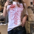 thumbnail image 3 of Women Y2k Gothic Oversized T-shirt Tops Short Sleeve Skeleton Print Graphic Tees Teen Girl Clothes, 3 of 6