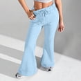 thumbnail image 2 of WULMLEO Wide Leg Sweatpants Women Casual Flare Pants with Pockets Straight Leg Y2k Baggy Sweatpants Fall Fleece Sweat Pants Light Blue XL, 2 of 9