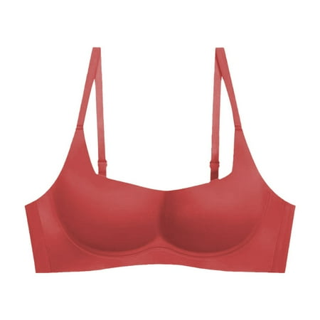 Lightly Lined Bra  Comdrip Women s Seamless Thin Small Breasts Gather and Support To Sagging Soft Support No Ring Breast Holding Bra Balconette Bra Red XL