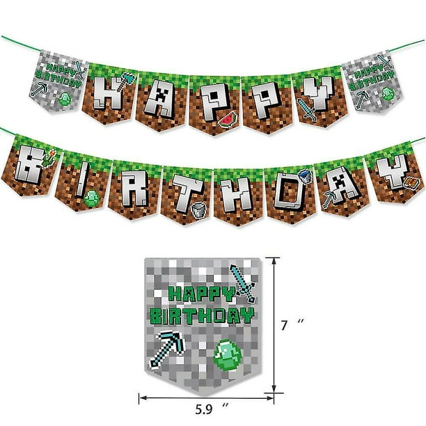 Décorations d'anniversaire Minecraft pour 5 ans - Bannière de