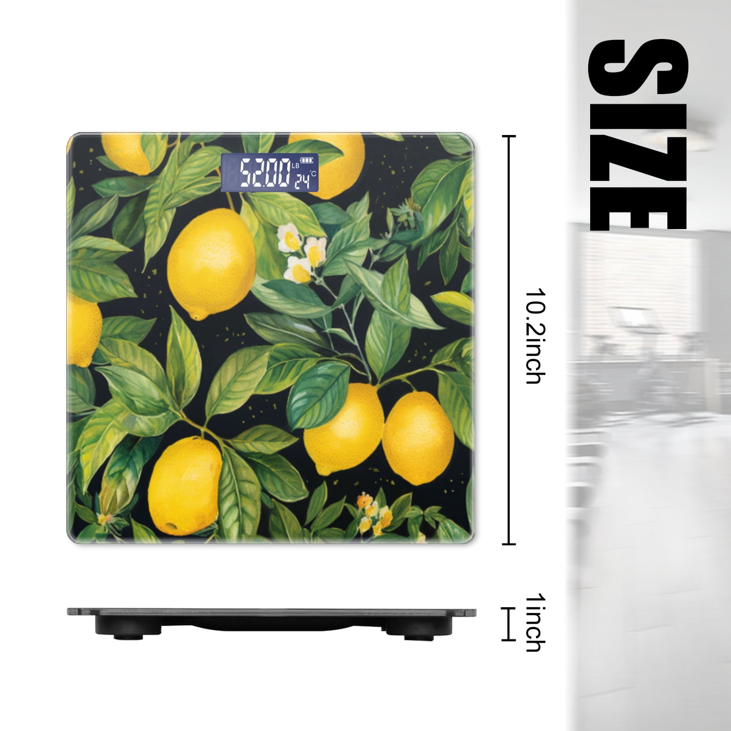 Bathroom Scale, Highly Accurate Digital Body Scale,Precisely Measures Weight up to 400 lbs-Lemons And Lemon Tree Branches With Leaves And Flowers