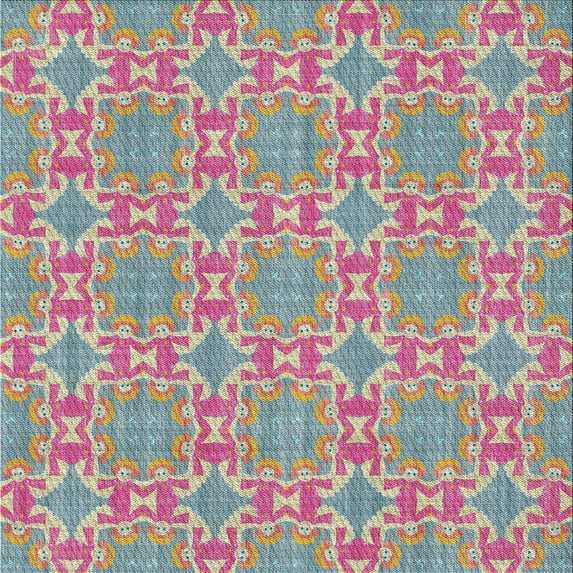 Ahgly Company Machine Washable Indoor Square Transitional Raspberry Purple Area Rugs, 7' Square